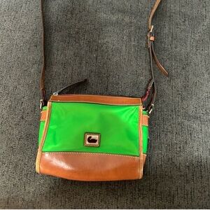 Dooney & Bourke Neon Green and Tan Crossbody Bag